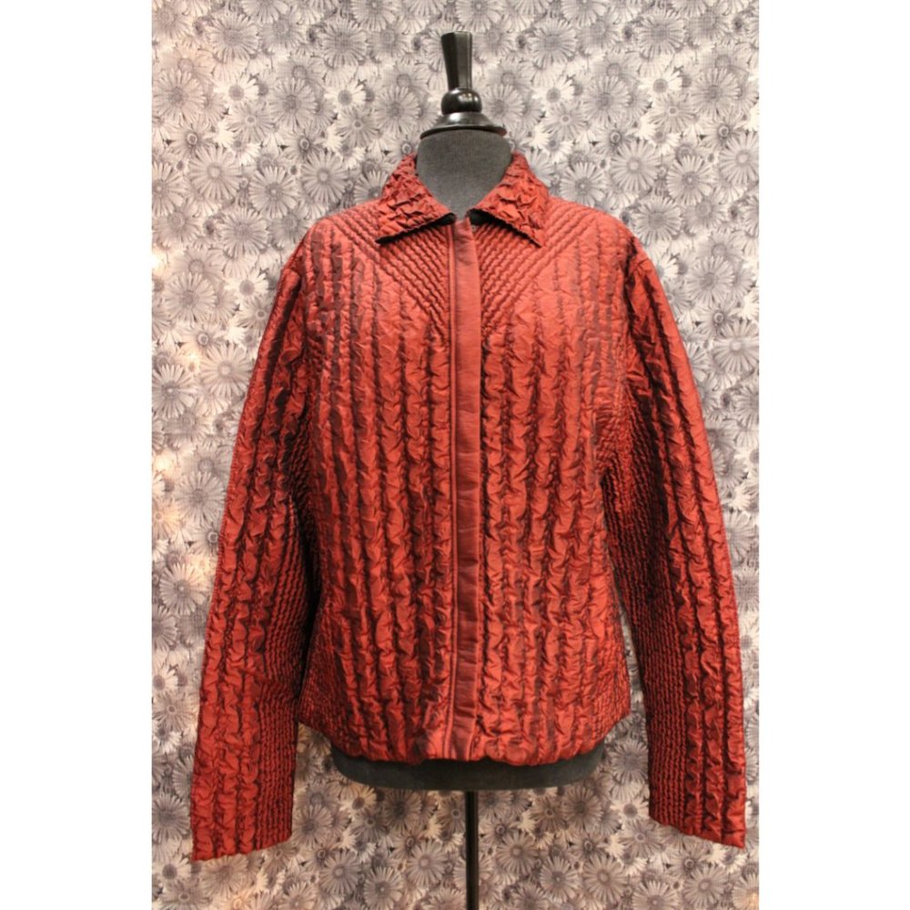 Reversible Red/Black Zip Up Puffer Crinkle Jacket